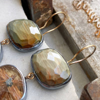 Chatoyant Grey, Copper Star Rutilated, and Dendritic Quartz Earrings